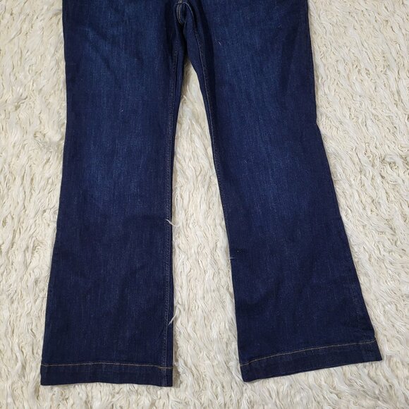 Spanx Flare Jeans High Rise Pull On Cotton Blend Size 14 Midnight Shade - Picture 5 of 16